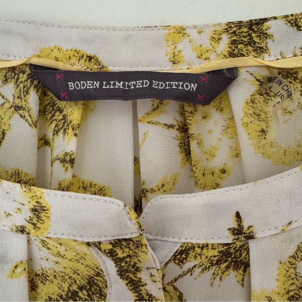 Boden Limited Edition Florence Yellow and Cream Dandelion Floral Top, Sz 10, EUC - Picture 11 of 12